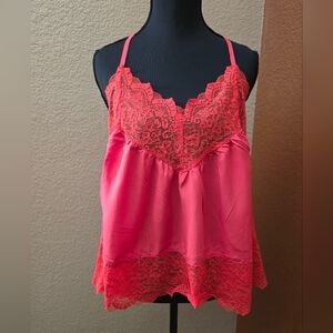 Adjustable Spaghetti Straps Lace Camisole‎ Top, Scalloped Hem Racerback, Flowy S